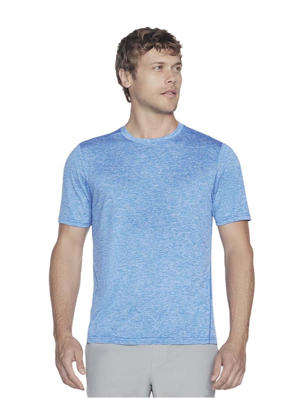 Skechers Men's Heathered Sky Blue Go Dri Short Sleeve Tee